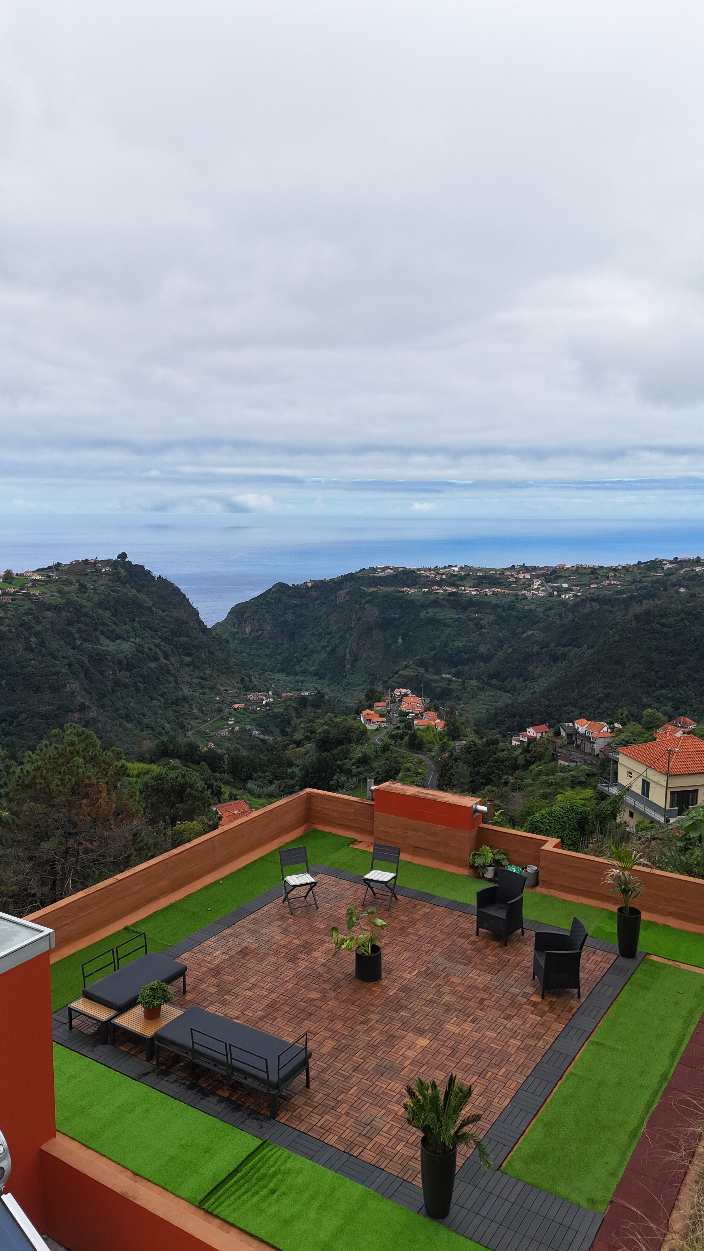 Rooftop terrace looking over the Santana valley to the Atlantic