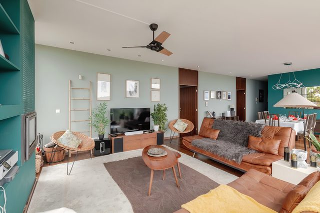 The fireplace wall