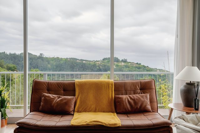 A sofa facing the valley