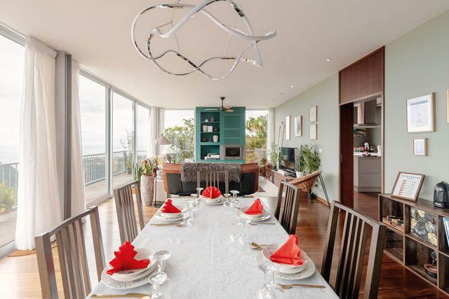 The table set for six
