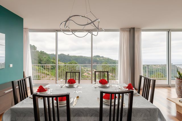 Dinner with the valley behind