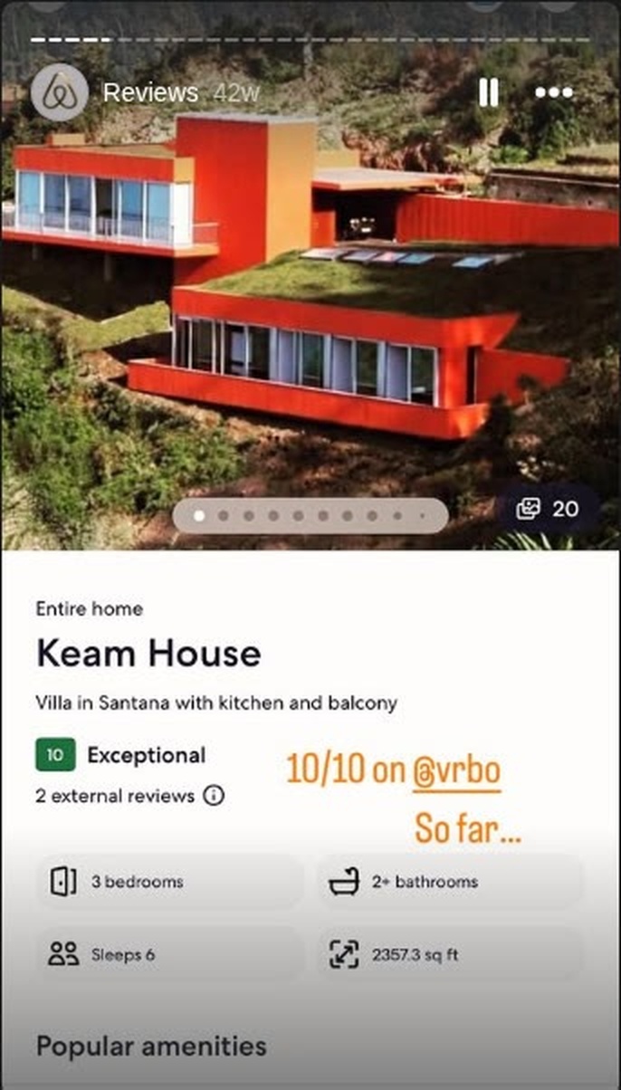 Keam House listing screenshot: 10/10 Exceptional on Vrbo so far, entire home in Santana, sleeps 6