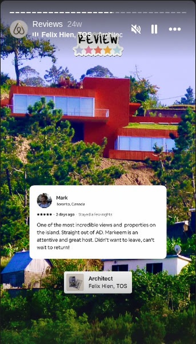 Mark, Toronto, Canada, 5 stars: One of the most incredible views and properties on the island. Straight out of AD