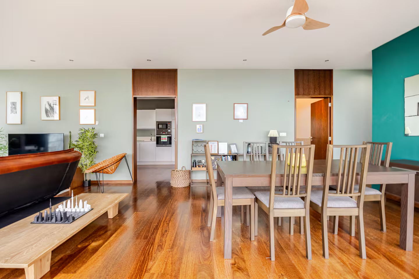 Open living and dining room looking through to the kitchen